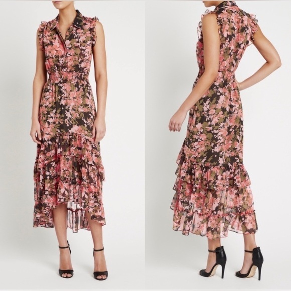 Misa Los Angeles Dresses & Skirts - Misa Los Angeles Editha Dress Floral Pink Coral Black Green Size XS NWT w/ Flaw